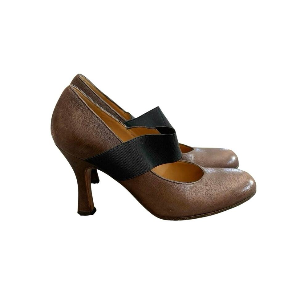 Marni Brown Leather Mary Jane Pumps High Heels Women’s Size 36.5 US 6